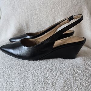 Rachel Zoe Black Slingback Wedge Shoes